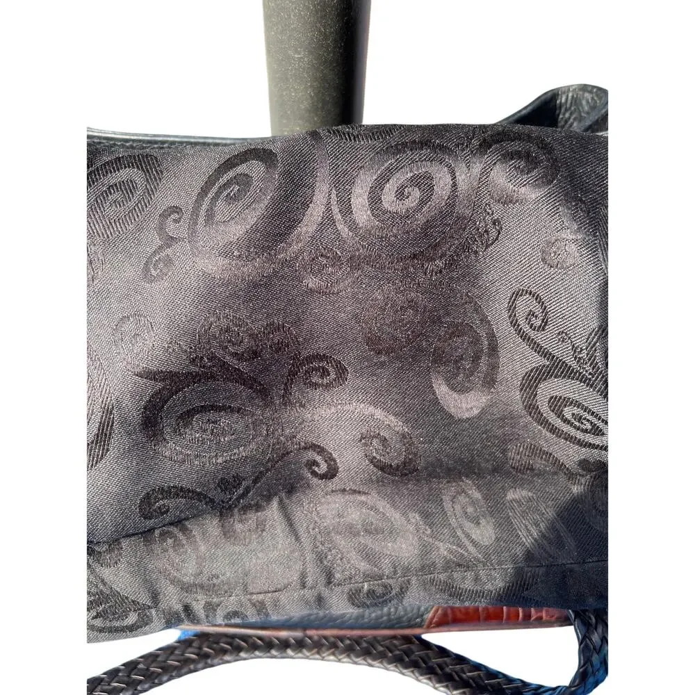 Brighton Classic Brown Croc and Black shoulder bag